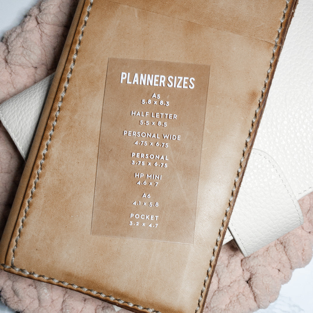 Planner Card - Planner Sizes
